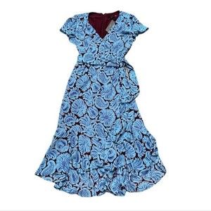 J. Crew Summer Midi Floral Dress Size 4 Petite V-neck Flutter Sleeves Lined NEW